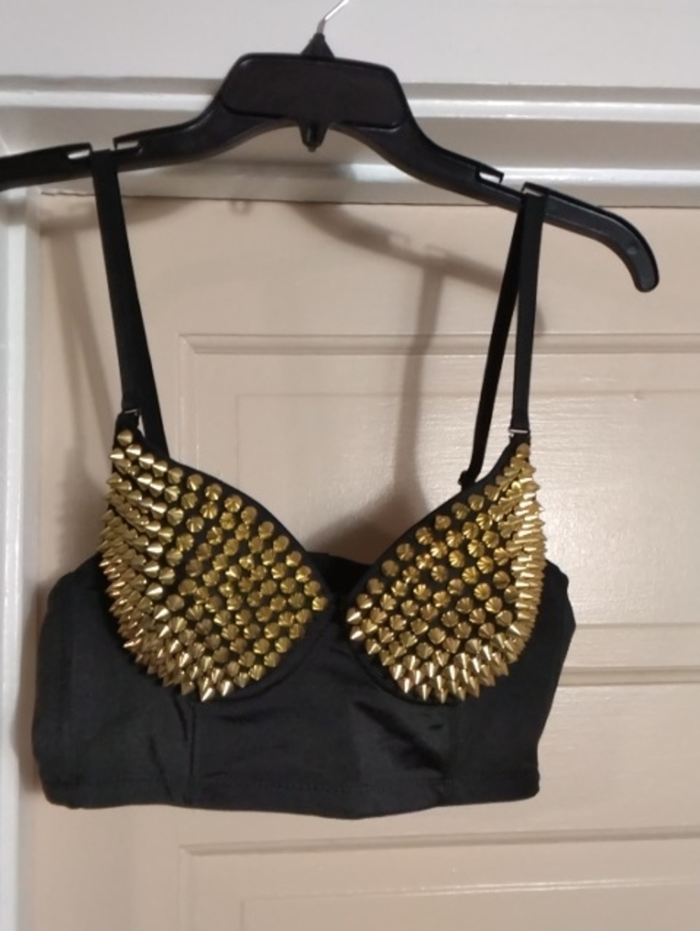 Gold-Studded Black Cropped Camisole Top
